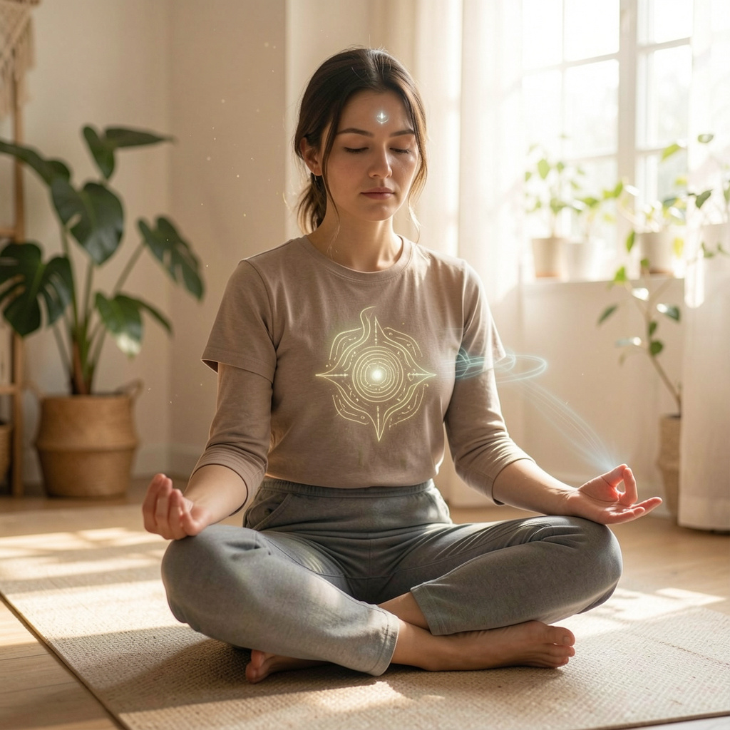 Person developing mindful awareness of energy patterns and body signals